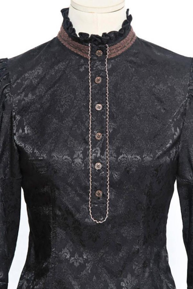 Steampunkblouse met afneembare jabot Burlesque online