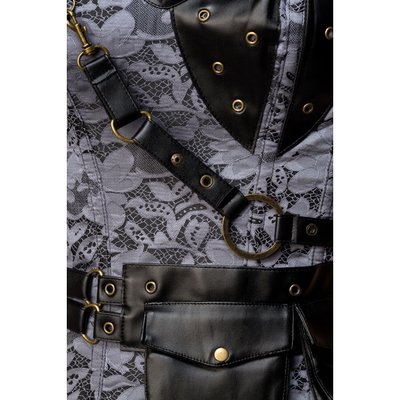 Zwart- grijs corset steampunk stijl