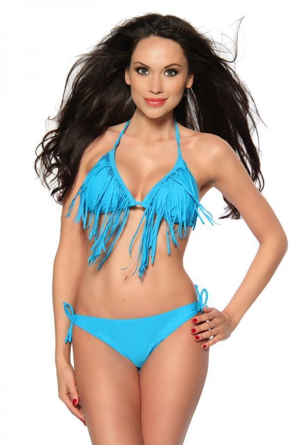 Bikini met franjes blauw