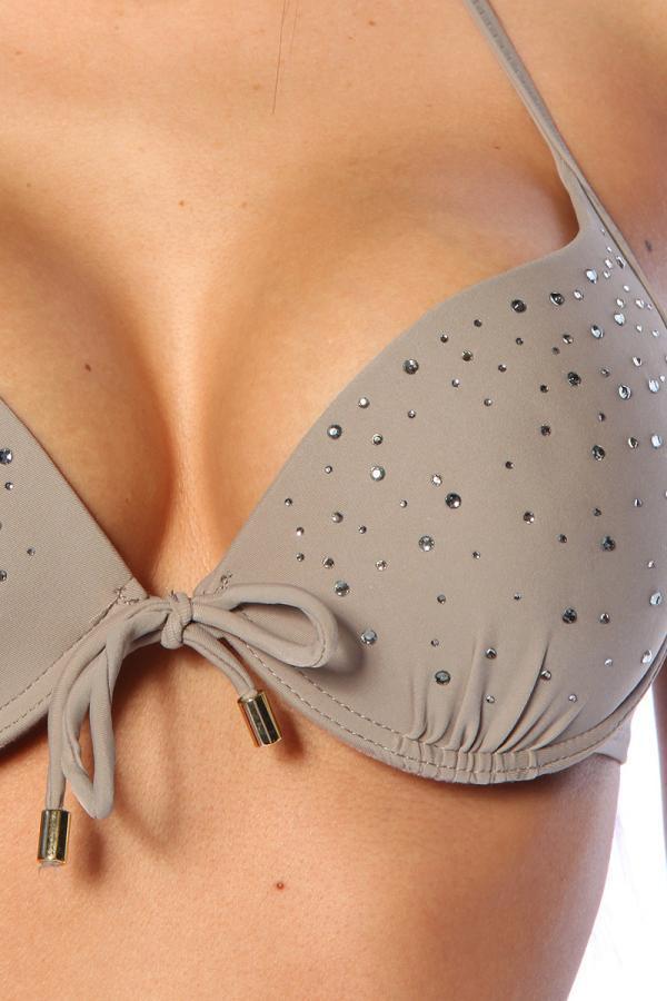 Bikini met strass steentjes taupe