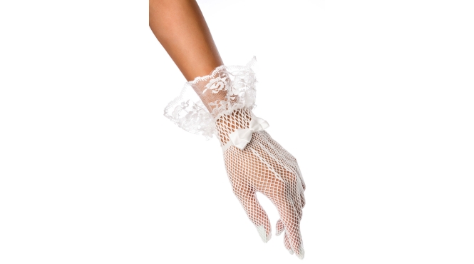 Mesh handschoenen met kanten rand