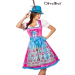 Premium Dirndl jurk roze/ blauw bloemen Premium Dirndl jurk roze/ blauw bloemen
