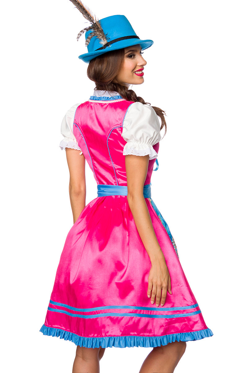 Premium Dirndl jurk roze/ blauw bloemen