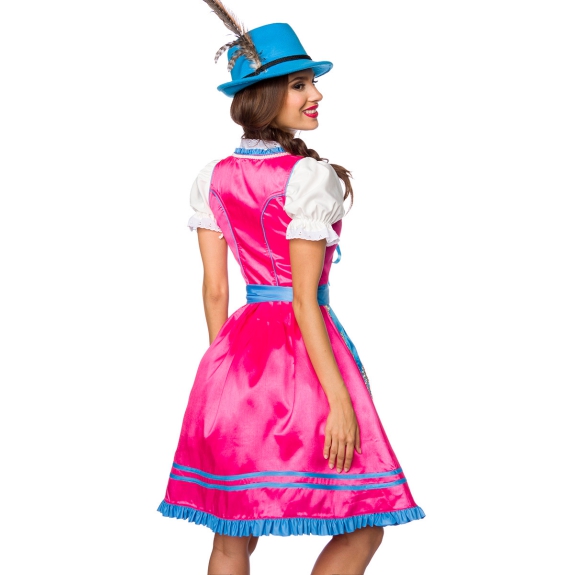Premium Dirndl jurk roze/ blauw bloemen