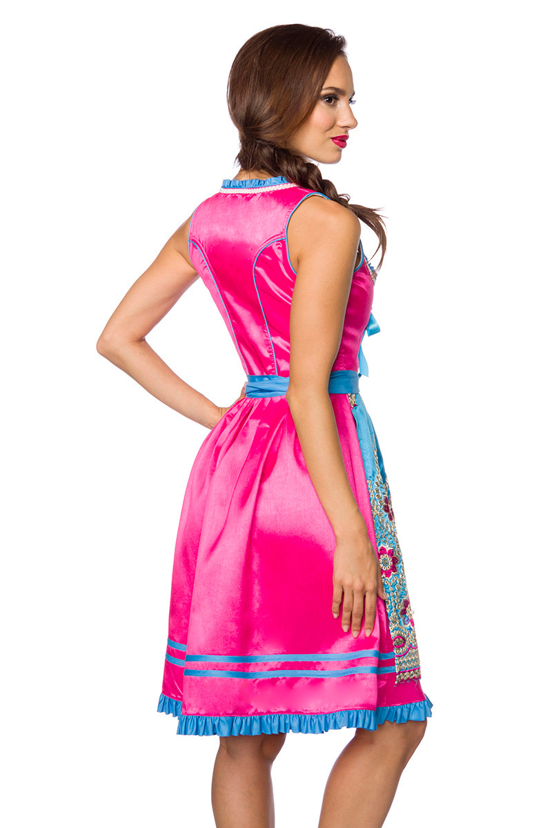 Premium Dirndl jurk roze/ blauw bloemen