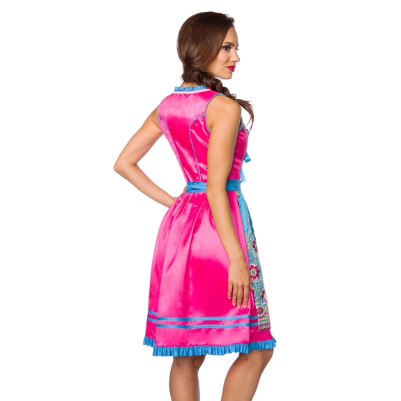 Premium Dirndl jurk roze/ blauw bloemen