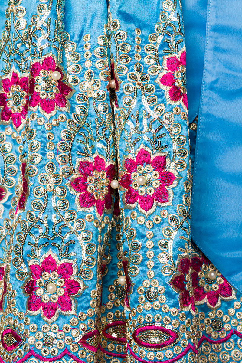 Premium Dirndl jurk roze/ blauw bloemen
