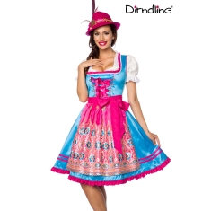 Premium Dirndl jurk roze/ blauw bloem