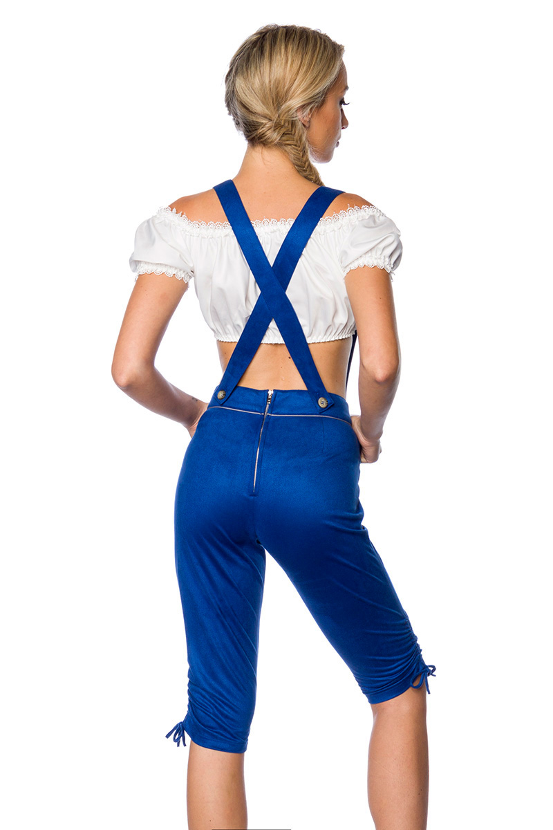 Lederhosen vrouw met borduurwerk blauw