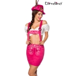 Traditionele lederhosen vrouw met borduurwerk roze Traditionele lederhosen vrouw met borduurwerk roze