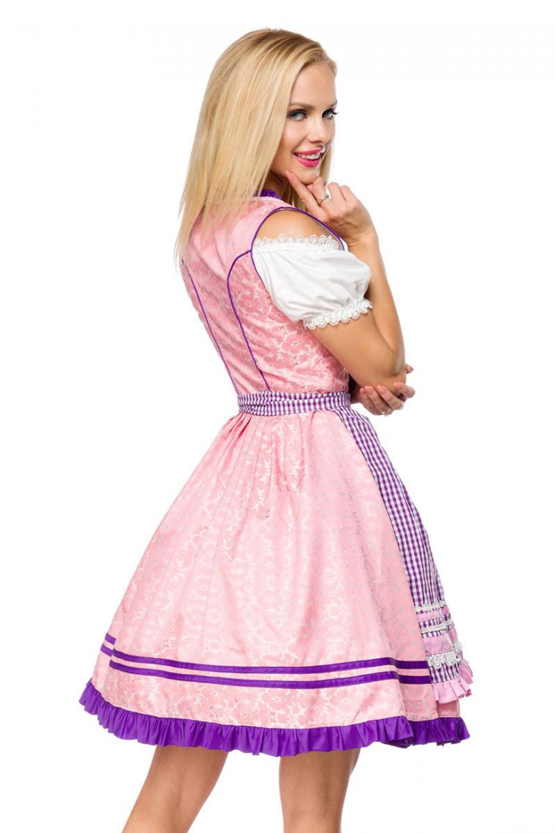 Dirndl met geruit schort roze