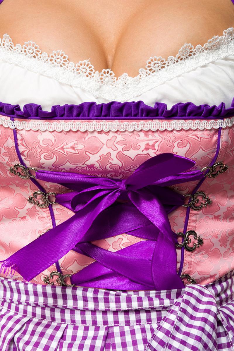 Dirndl met geruit schort roze