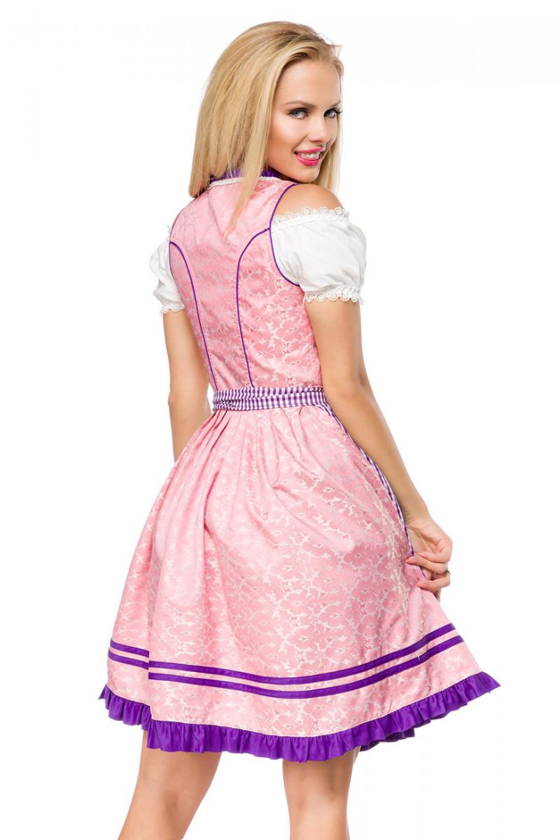 Dirndl met geruit schort roze