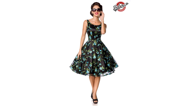 Belsira retro bloemenjurk zwart 
