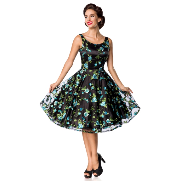 Belsira retro bloemenjurk zwart 