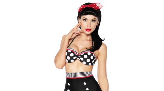 Vintage bikinitop zwart/ wit stip