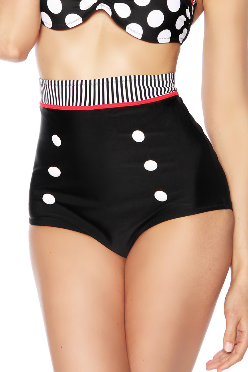 Vintage bikinibroekje zwart/wit stip