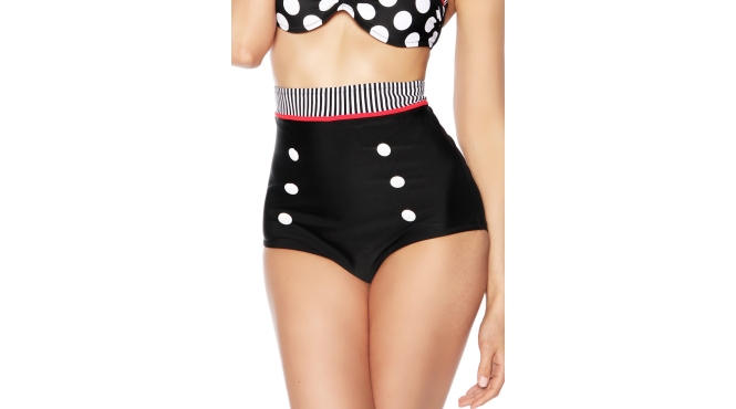 Vintage bikinibroekje zwart/wit stip