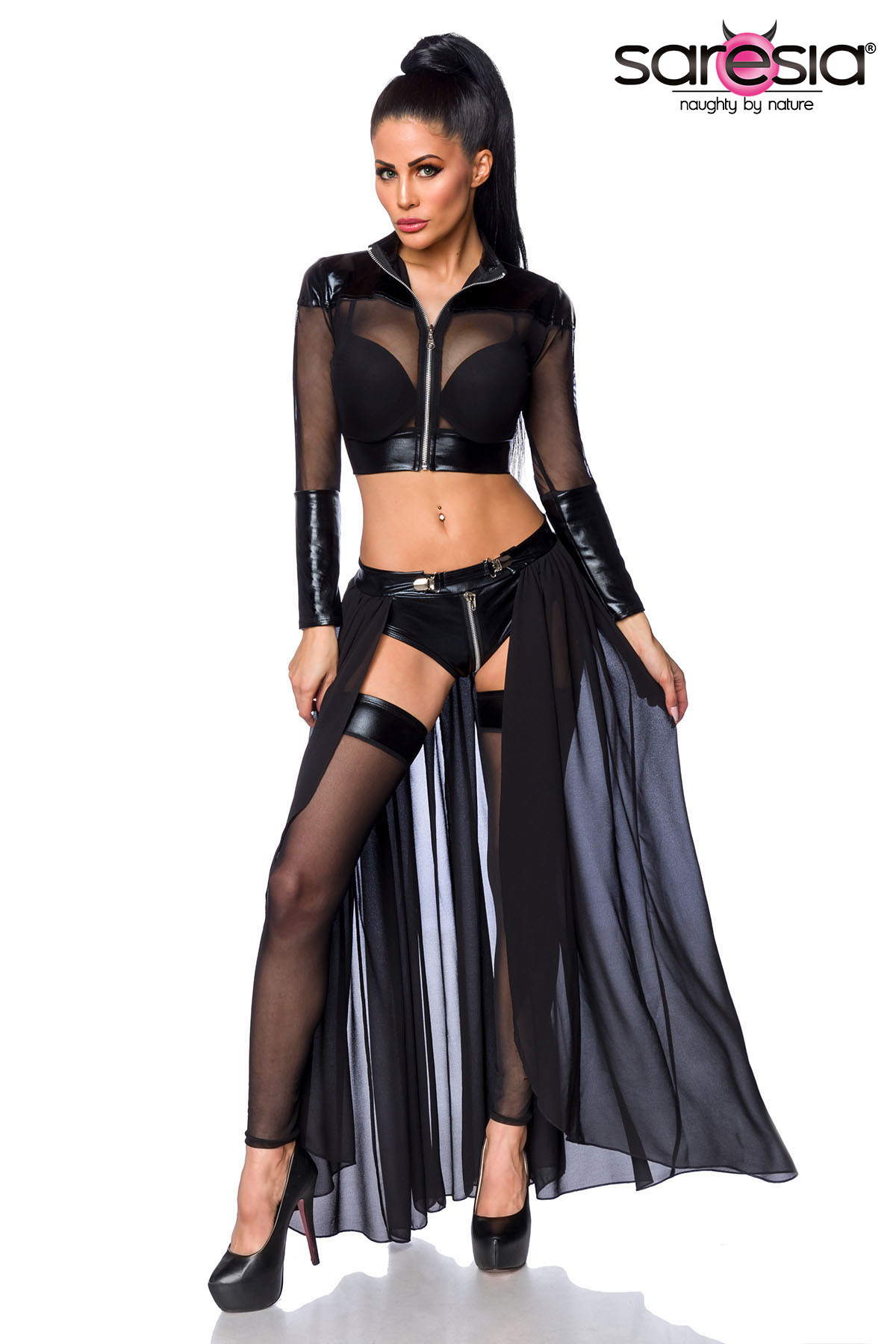 Transparante gogo-set zwart