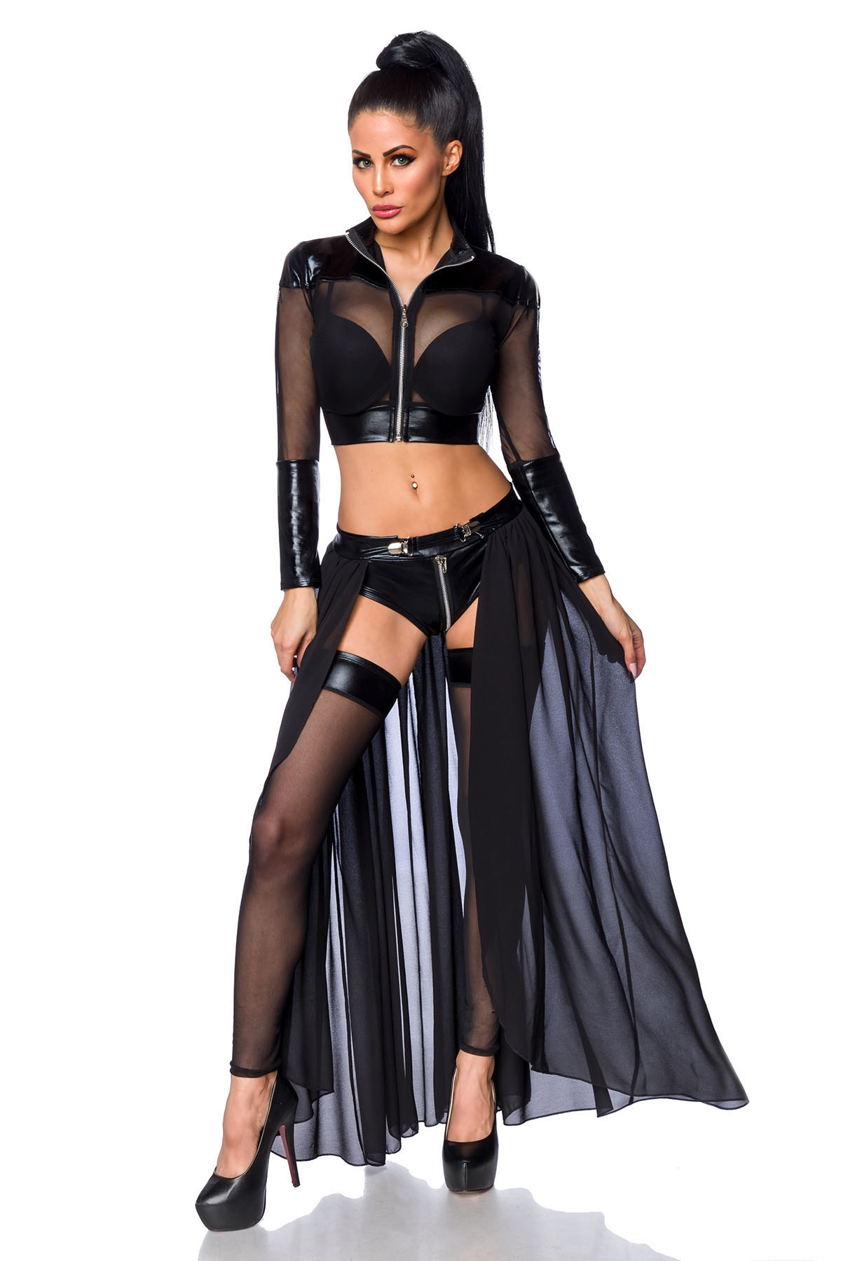 Transparante gogo-set zwart
