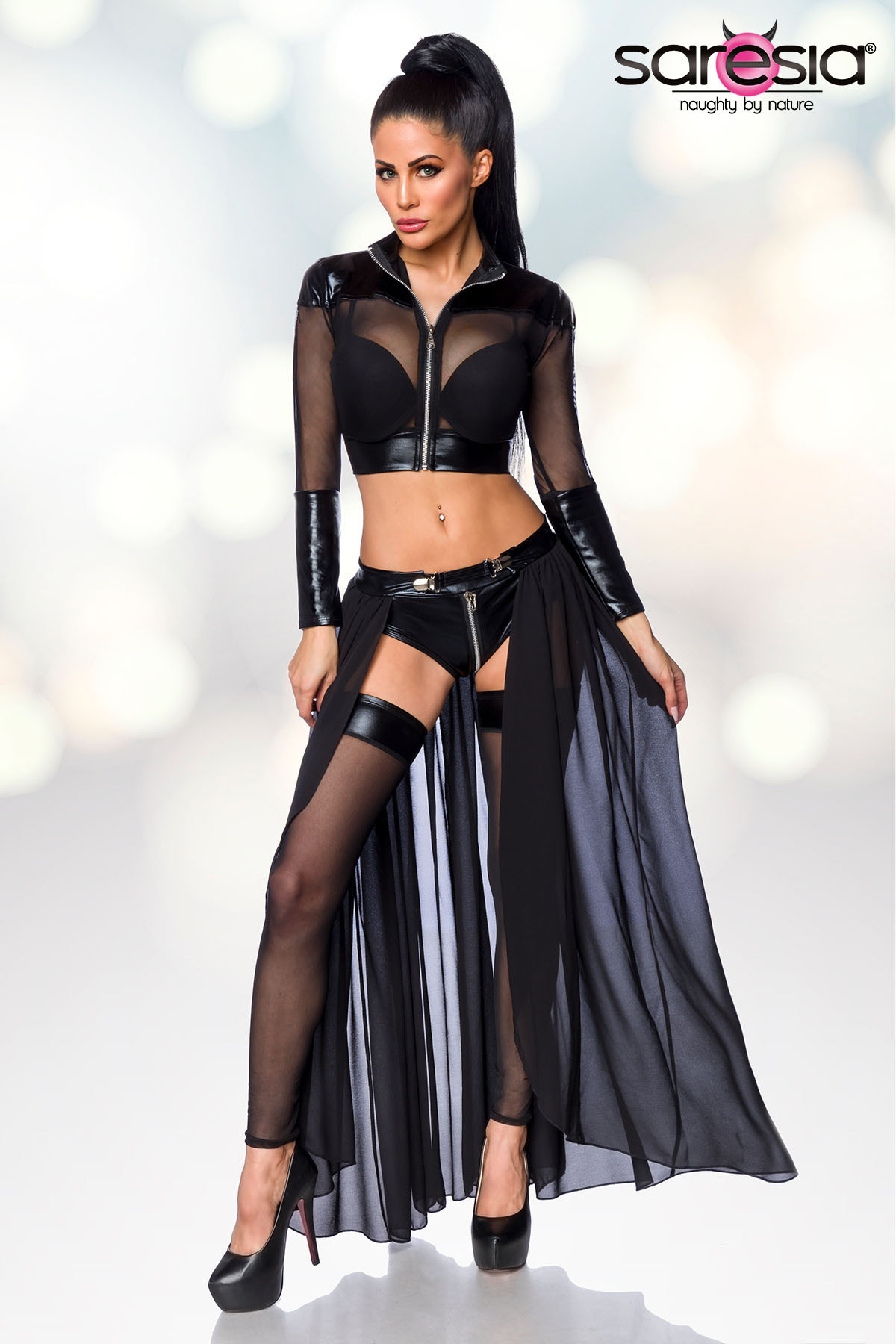 Transparante gogo-set zwart