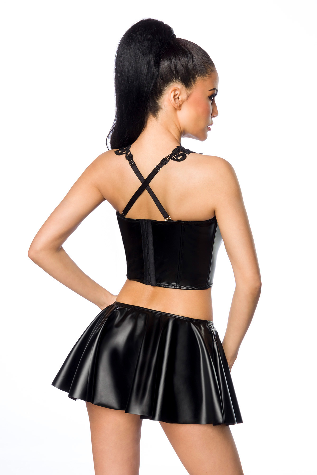 2-delige Wetlook outfit met kant
